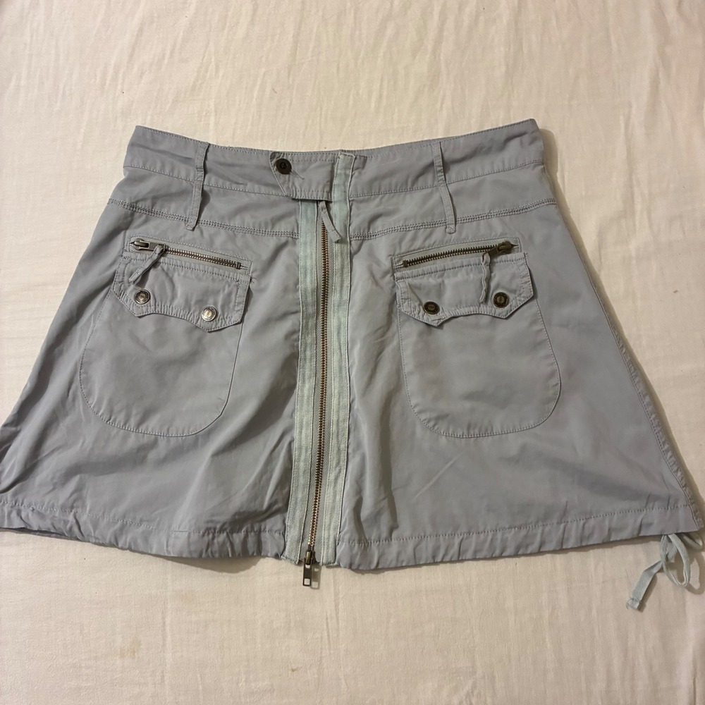 Ojai Womens Size 4 Utility Mini Skirt Light Grey Full Zip Cargo‎ Pockets